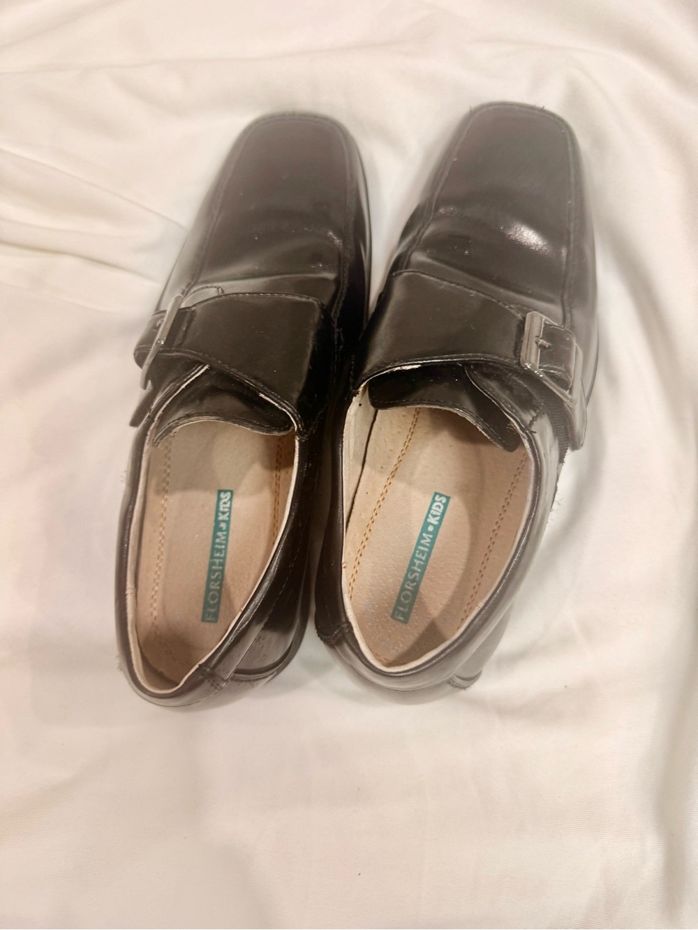 Florsheim Black Leather Boys Slip-On Loafers with Buckle